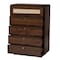 Baxton Studio Jenibelle Classic Walnut Brown Wood 5-Drawer Chest with Rattan Drawer 242-13508-ZORO - alternate 7